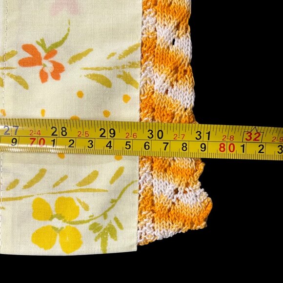 Vintage Floral Pillowcases Yellow Orange Crochet Lace Trim 1970s Standard Flower - Picture 7 of 8